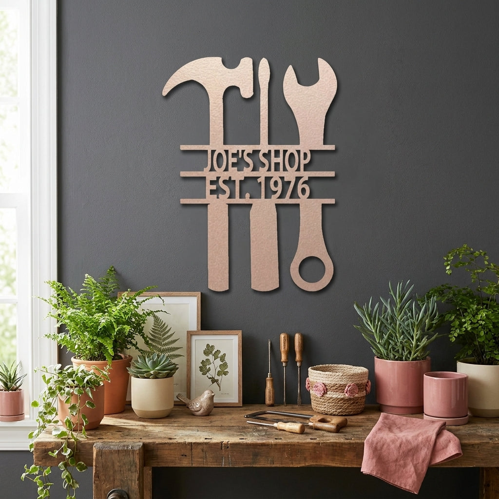 Personalized Tool Metal Wall Art, Custom Garage Workshop Sign, Mechanic Shop Sign, Handyman Wall Decor,