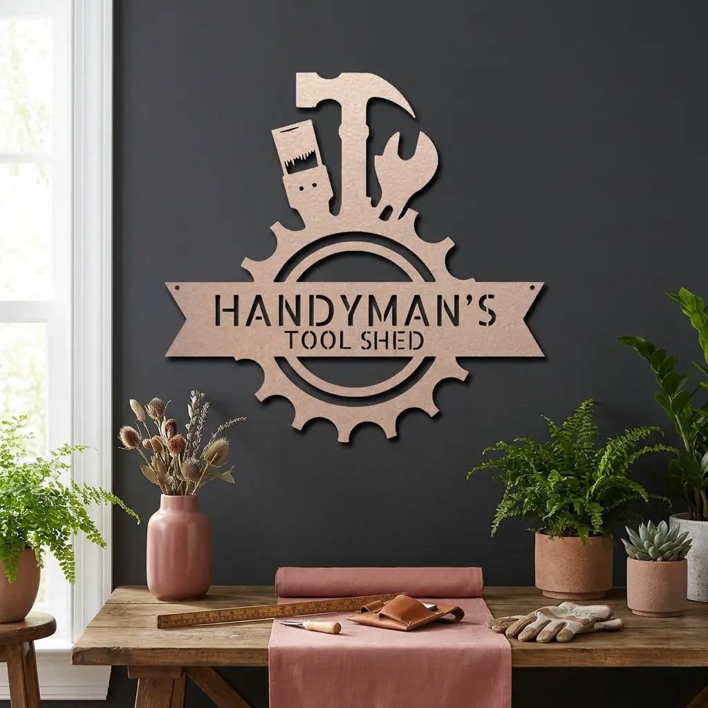 Personalized Handyman Metal Wall Art – Custom Tool Sign – Mechanic Garage Decor – Workshop Wall Art – Gift for Dad