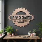 Workshop Personalized Metal Sign, Custom Saw Blade Sign, Garage Wall Decor