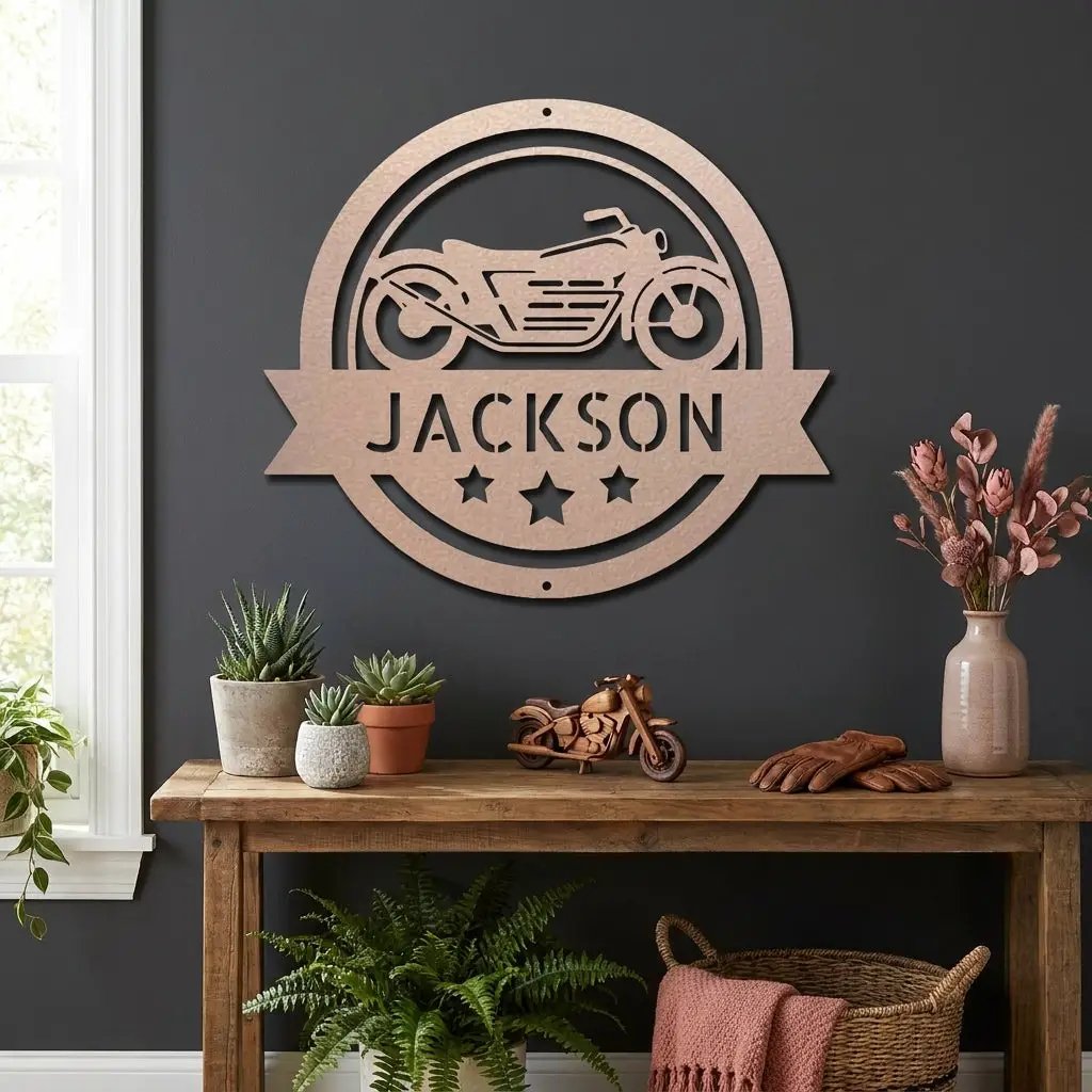 Personalized Motorcycle Metal Sign – Custom Biker Name Sign – Garage Wall Decor