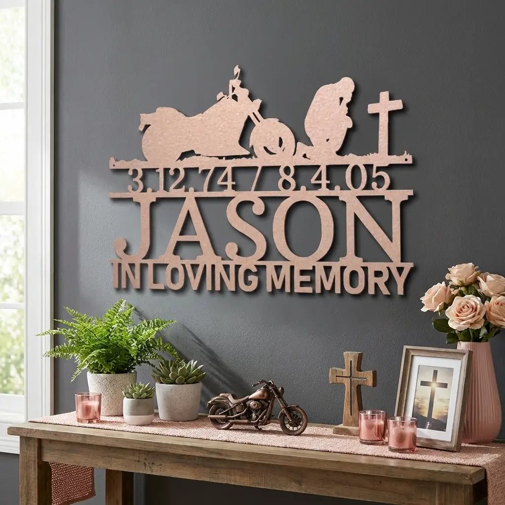 Motorcycle Memorial Metal Sign, Personalized In Loving Memory Sign, Custom Biker Memorial, Motorcycle Loss Gift