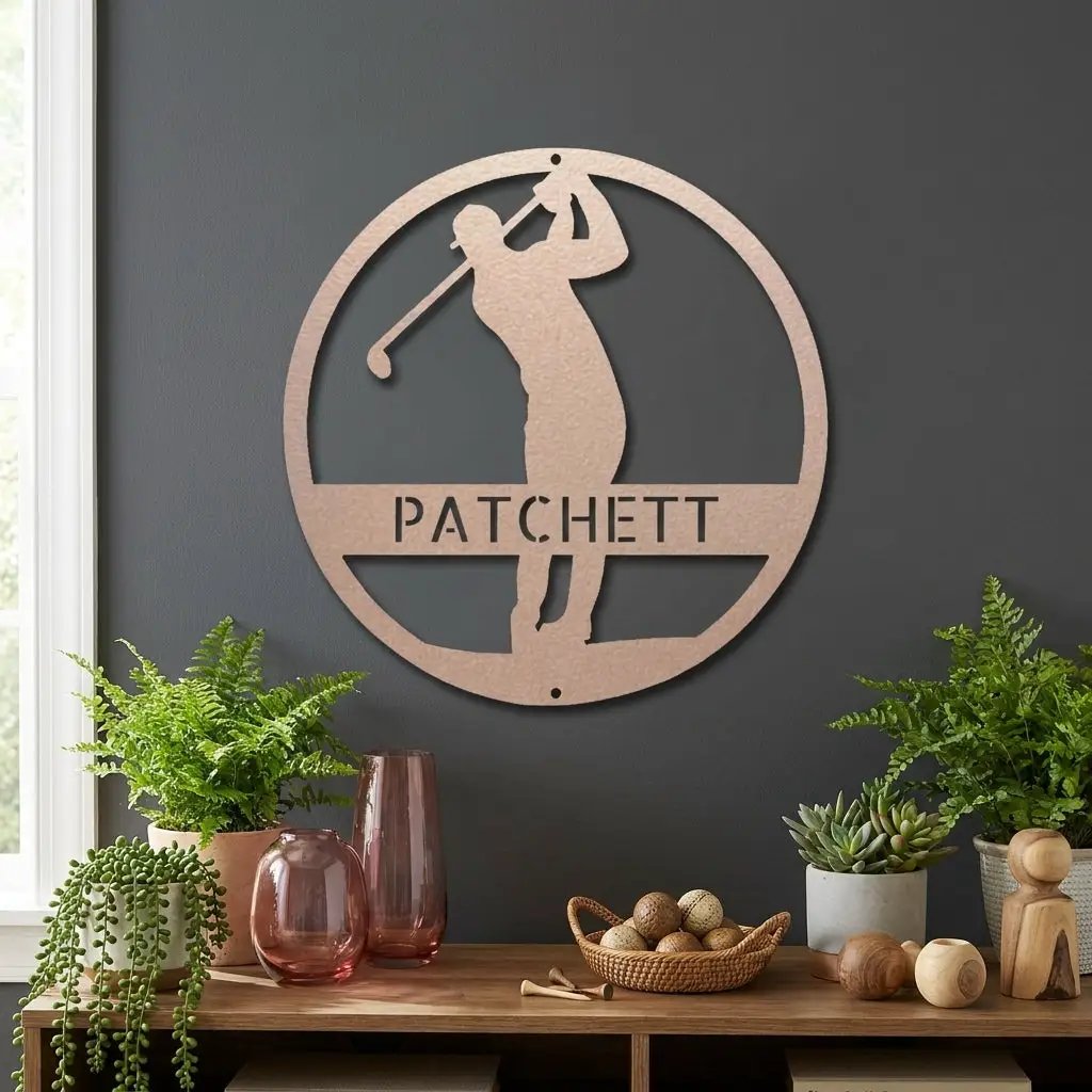 Personalized Golfer Metal Wall Art Custom Name Golf Sign Man Cave Decor Golf Gift for Dad Golf Lover Metal Wall Sign Outdoor Decor
