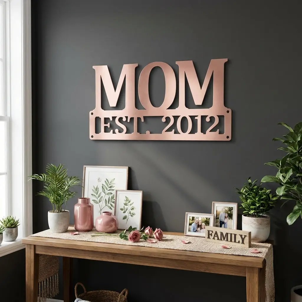 Mom Est. Year Metal Wall Art – Personalized Mom Sign – Custom Mother Established Date Sign – Mother’s Day Gift Wall Decor