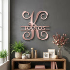 Family Name and Initial Personalized Metal Art Wall Sign