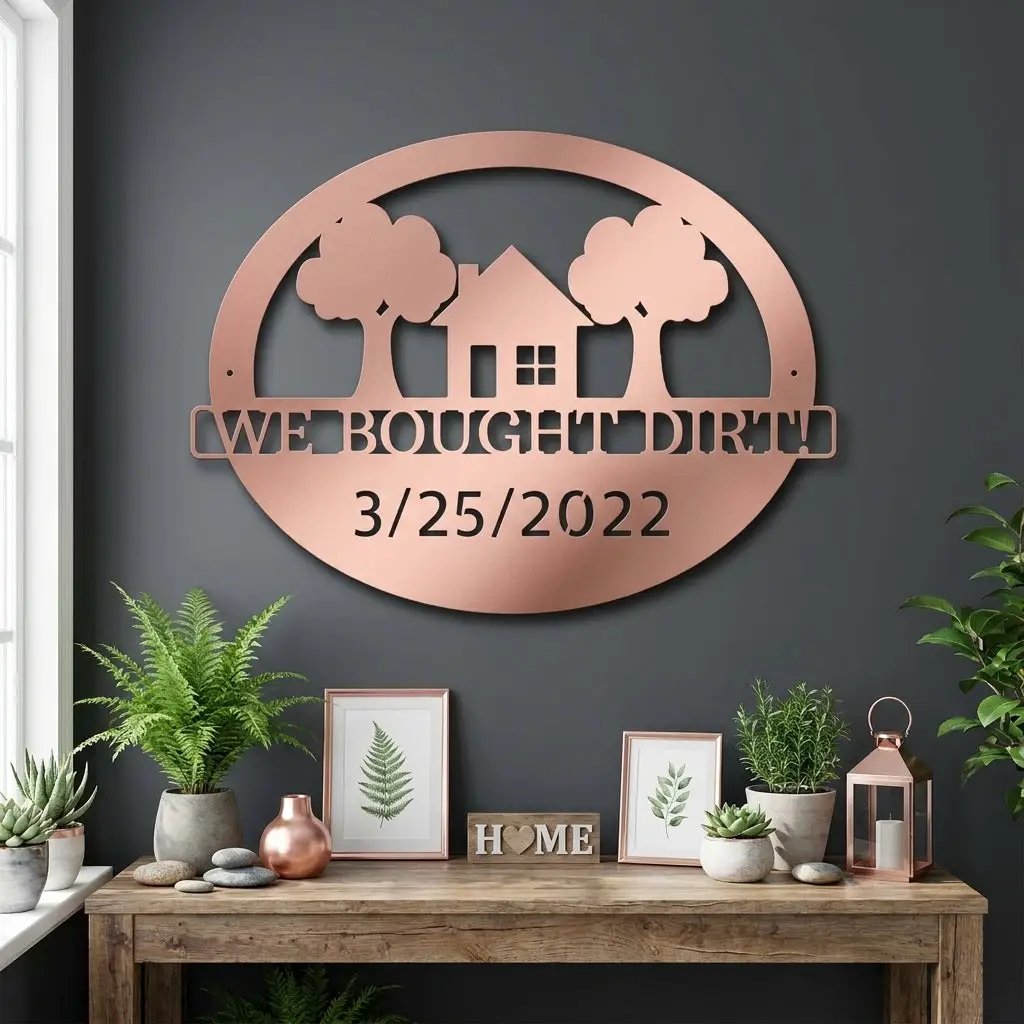 Custom New Home Steel Sign – Farmhouse Housewarming Gift with Established Date
