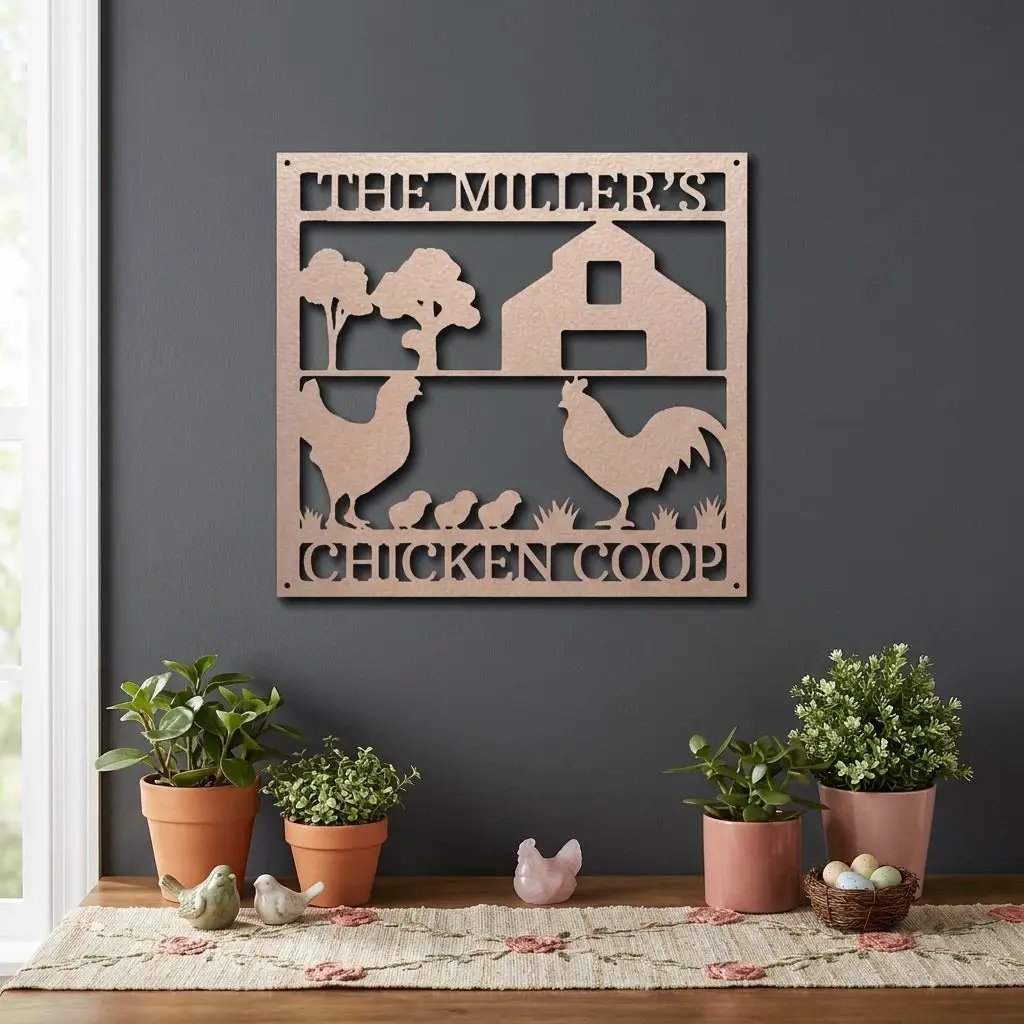 Personalized Chicken Coop Metal Sign – Custom Farm Sign – Backyard Chicken Decor – Farmhouse Wall Art