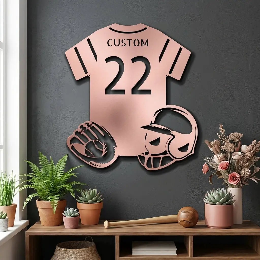 Baseball Gear Custom Name and Jersey Number Metal Wall Sign