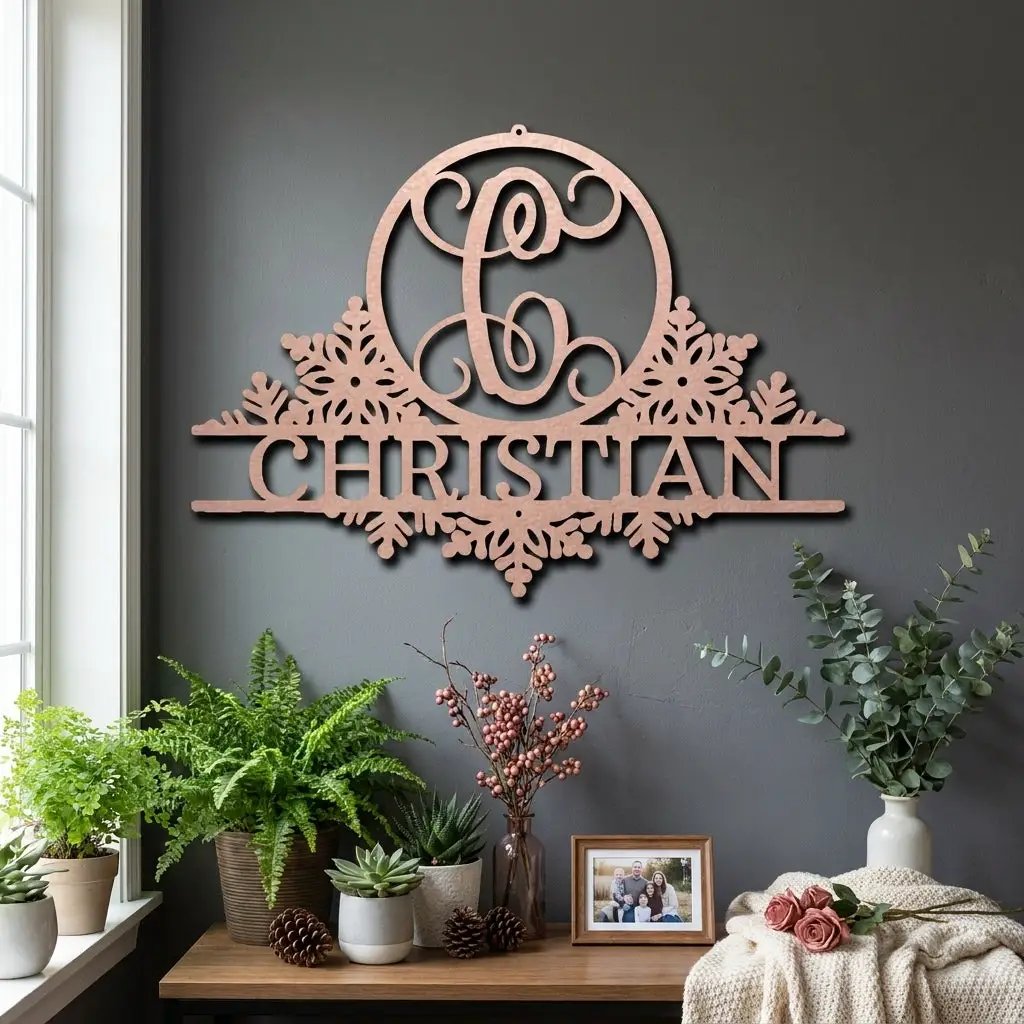 Personalized Family Name Metal Wall Art with Initial – Custom Monogram Steel Sign – Wedding Gift – Housewarming Decor – Farmhouse Wall Art