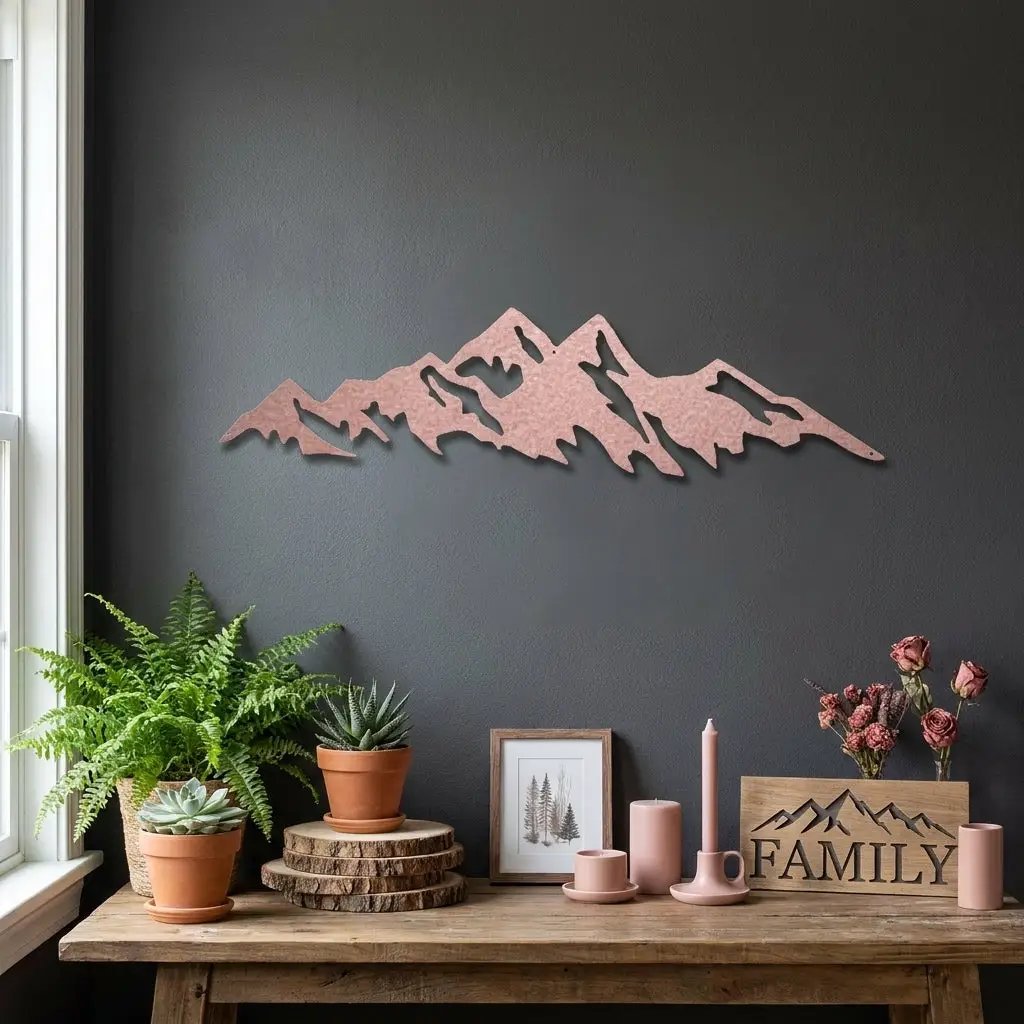 Mountain Ridge Indoor Outdoor Steel Wall Sign Art