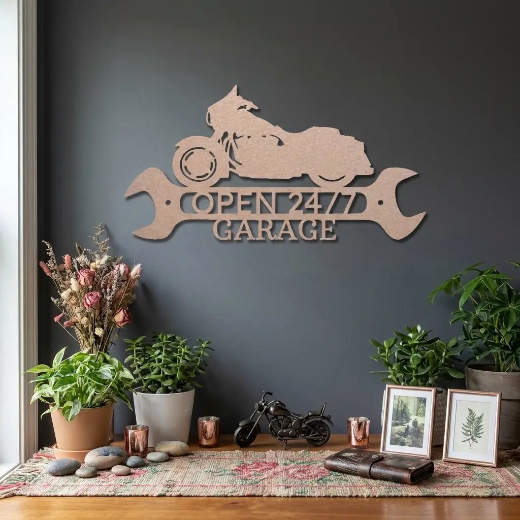 Personalized Motorcycle Garage Metal Sign – Biker Gift – Custom Name Metal Sign – Man Cave Decor – Garage Sign