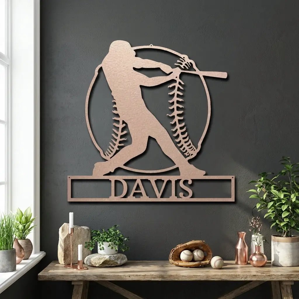 Personalized Baseball Metal Wall Art, Custom Name Baseball Player Sign, Sports Decor for Boys Room, Baseball Gift, Team Player Wall Decor