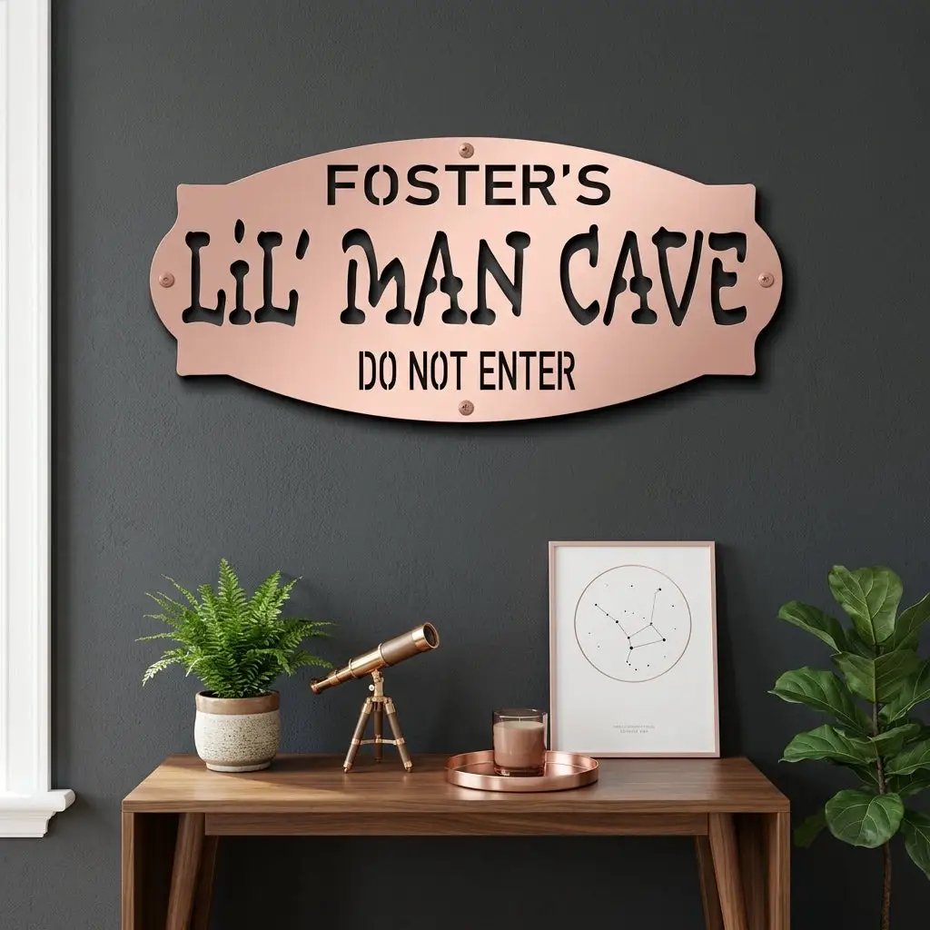 Lil Man Cave Personalized Name Indoor Outdoor Steel Wall Sign Metal Art Boy Room Decoration
