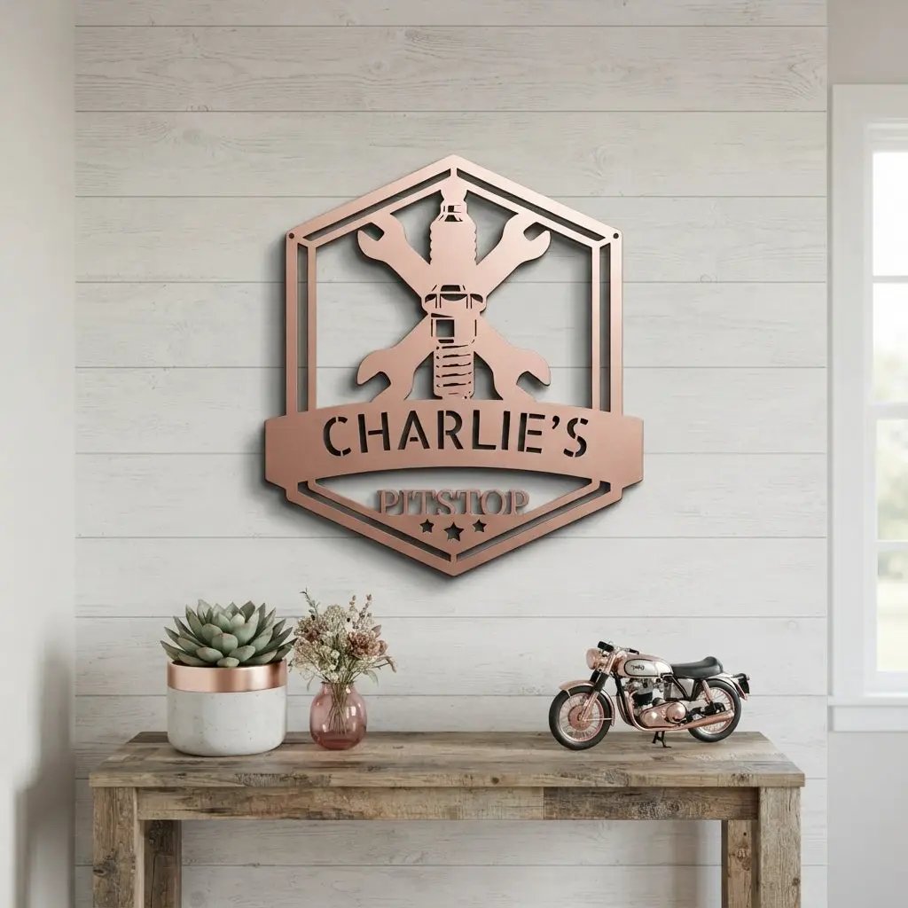 Personalized Mechanic Garage Metal Wall Art | Custom Garage Name Sign | Auto Repair Shop Decor | Wrench Metal Sign | Made in USA
