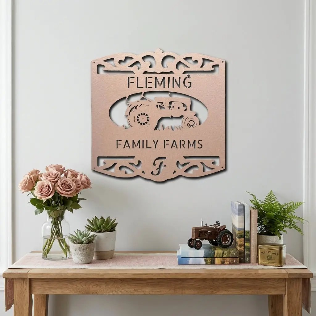 Personalized Family Farm Metal Wall Art Sign Custom Farm Name Tractor Steel Sign Elegant Farmhouse Decor Outdoor Ranch Sign