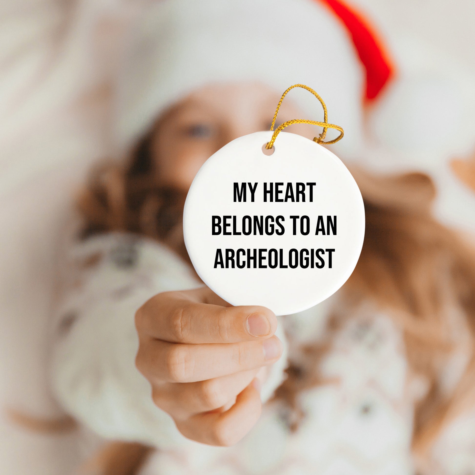 Funny Archaeologist Gifts - My Heart Belongs To An Archeologist Circle Ornament, Gifts from Friends, for Christmas - Mallard Moon Gift Shop