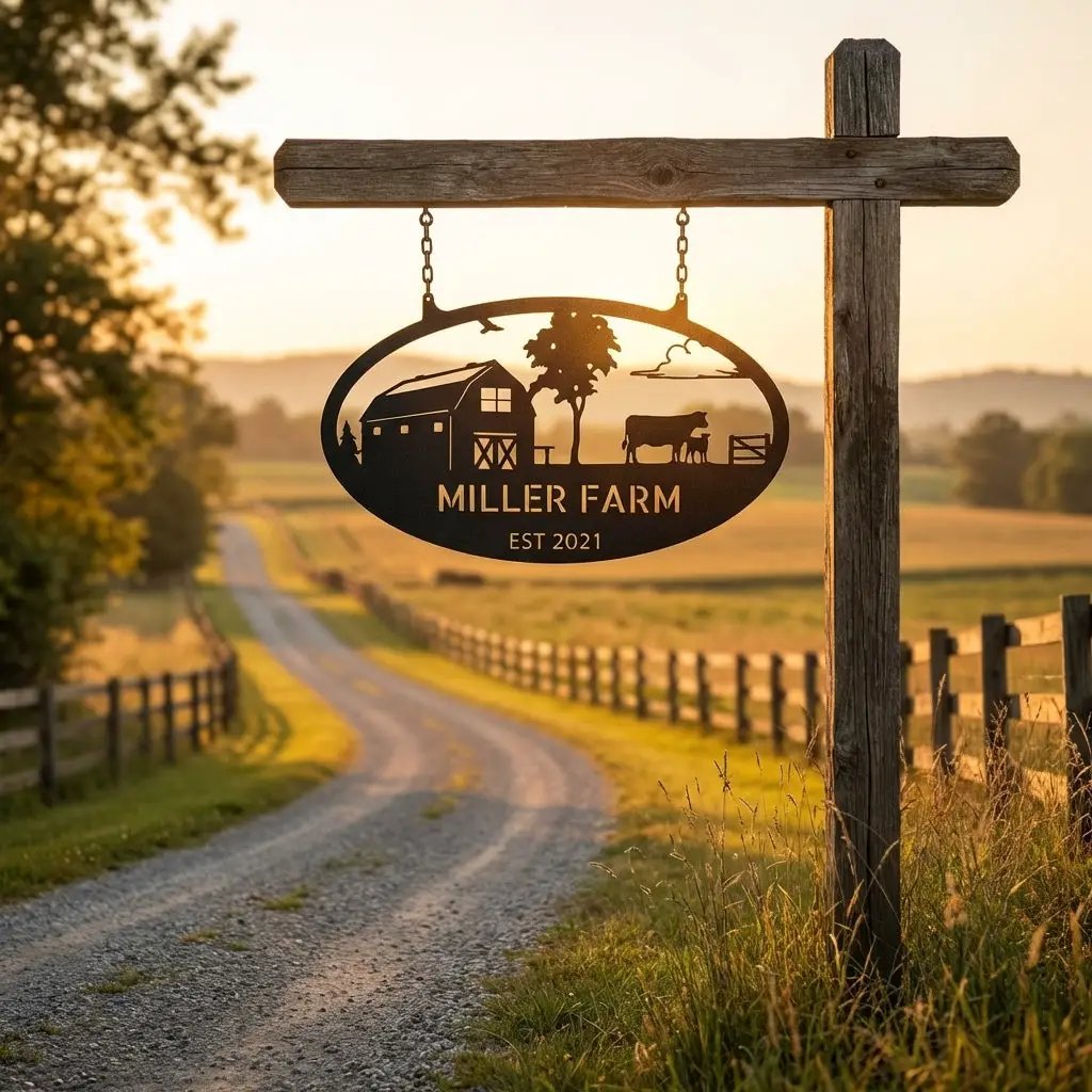 Personalized Farm & Ranch Metal Sign | Custom Farm Name Sign with Established Date | Rustic Barn Wall Art | Farmhouse Metal Decor | Made in USA