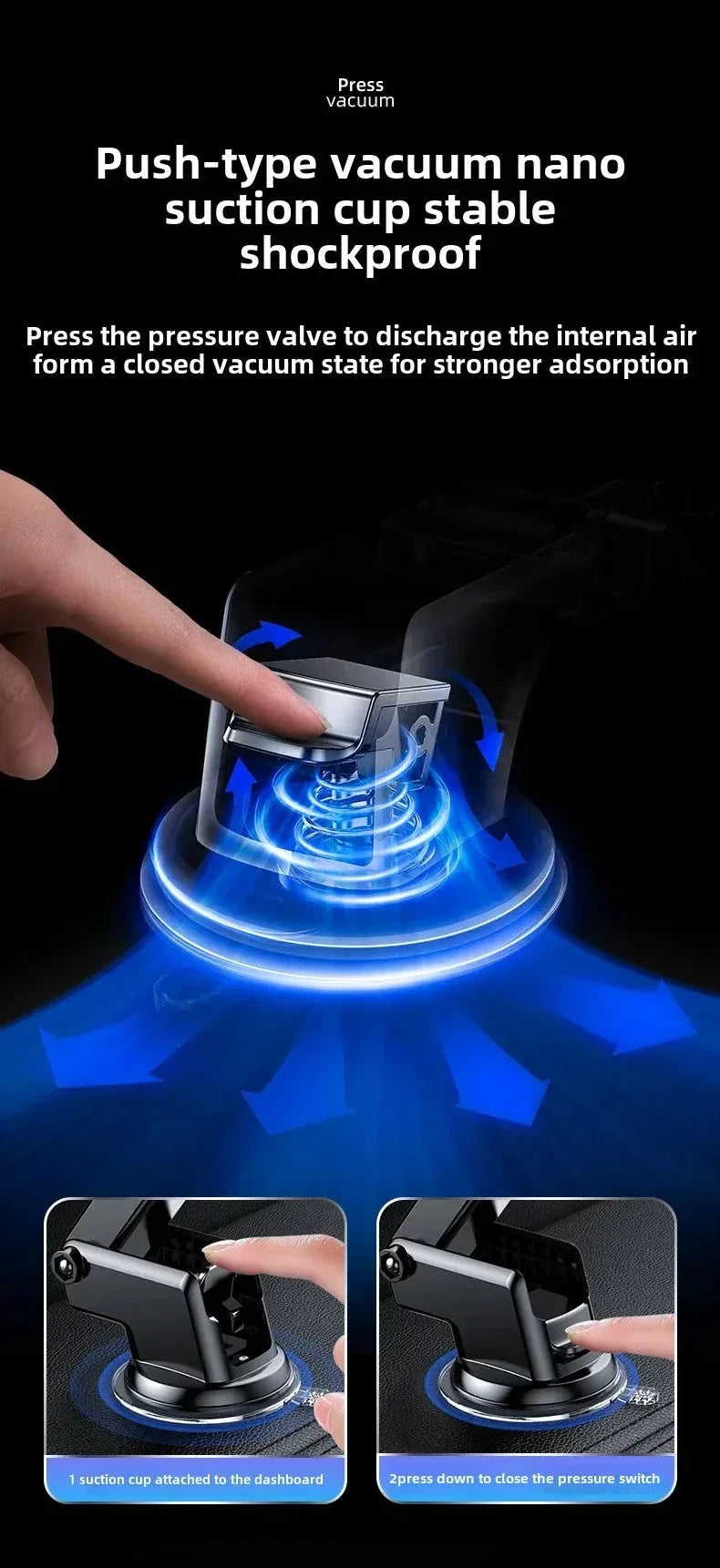 Car Mounted Phone Holder Dashboard Adhesive Suction Cup Gravity Extendable Auto Lock Car Navigation Support Bracket