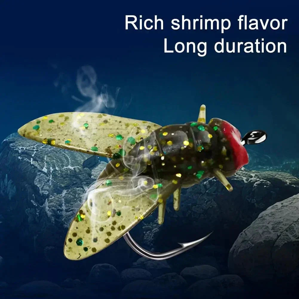 Realistic Fly-Fishing Bait Set – Shrimp Scented, Durable Hooks, Multi-Size Options