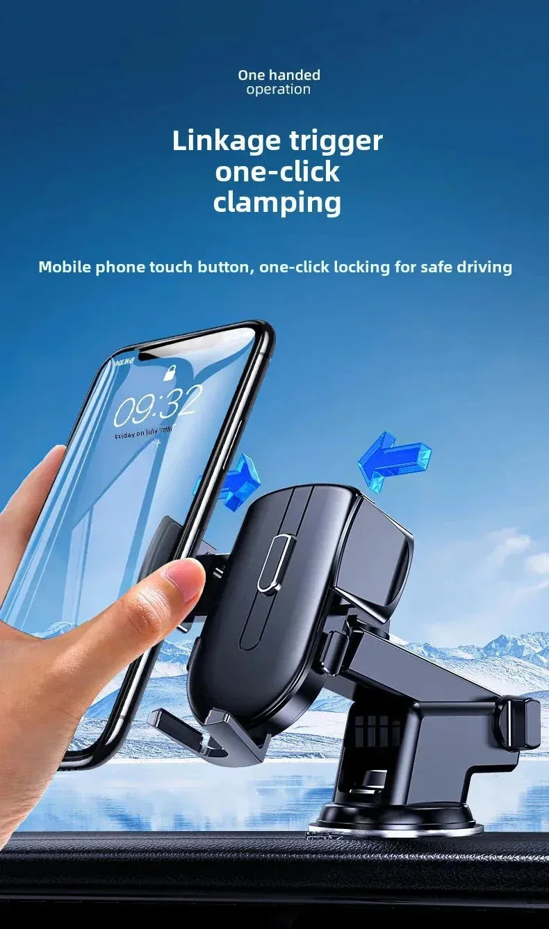 Car Mounted Phone Holder Dashboard Adhesive Suction Cup Gravity Extendable Auto Lock Car Navigation Support Bracket
