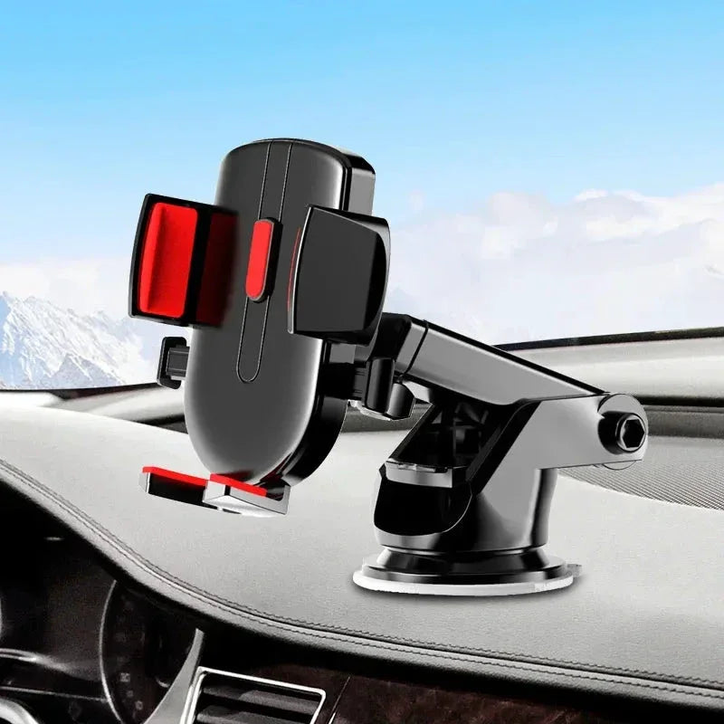 Car Mounted Phone Holder Dashboard Adhesive Suction Cup Gravity Extendable Auto Lock Car Navigation Support Bracket