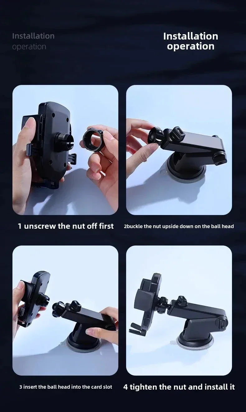 Car Mounted Phone Holder Dashboard Adhesive Suction Cup Gravity Extendable Auto Lock Car Navigation Support Bracket
