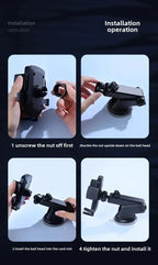 Car Mounted Phone Holder Dashboard Adhesive Suction Cup Gravity Extendable Auto Lock Car Navigation Support Bracket
