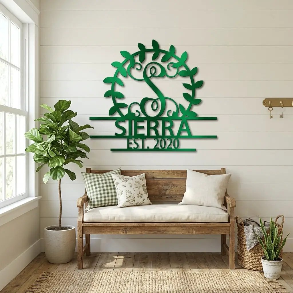 Custom Crest Metal Wall Sign – Personalized Family Name, Monogram, and Established Year – Made in the USA – 5 Sizes & Colors