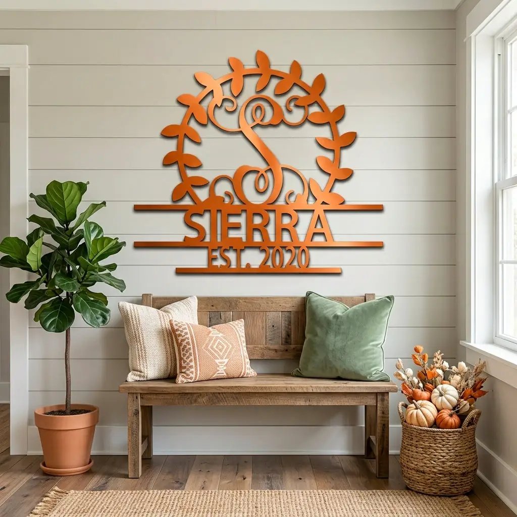 Custom Crest Metal Wall Sign – Personalized Family Name, Monogram, and Established Year – Made in the USA – 5 Sizes & Colors