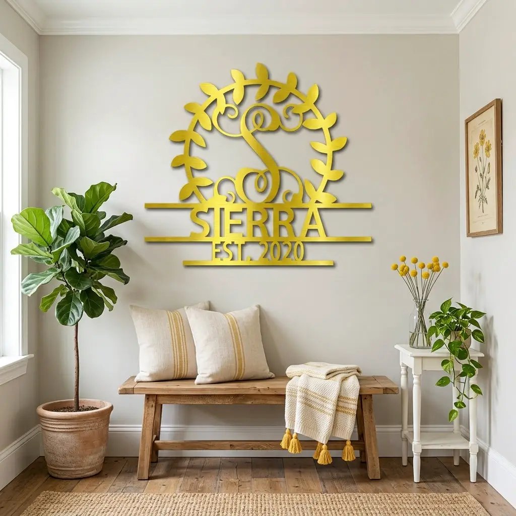 Custom Crest Metal Wall Sign – Personalized Family Name, Monogram, and Established Year – Made in the USA – 5 Sizes & Colors