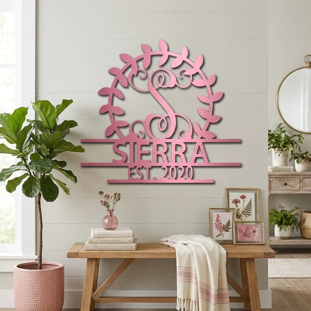 Custom Crest Metal Wall Sign – Personalized Family Name, Monogram, and Established Year – Made in the USA – 5 Sizes & Colors