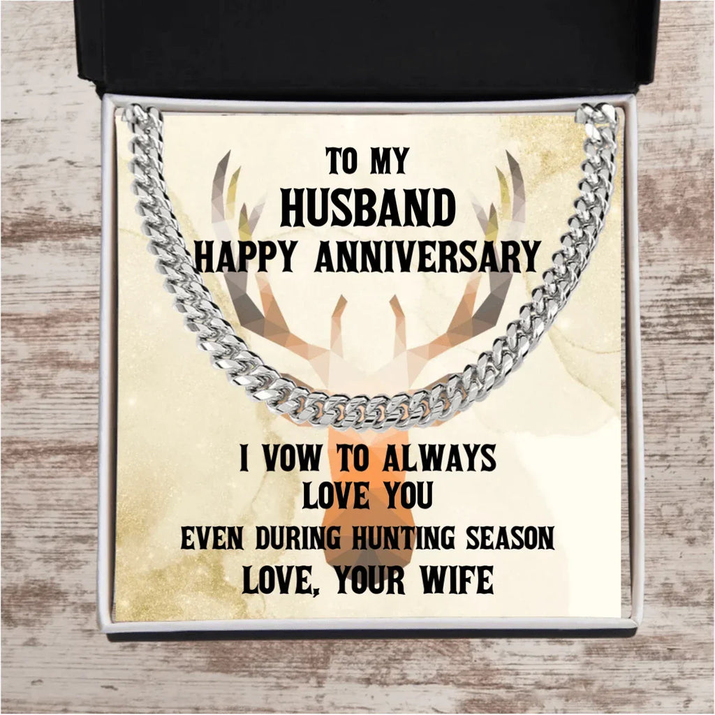 Hunting Season Love: Sarcastic Cuban Necklace Anniversary Gift for Hunter Husband