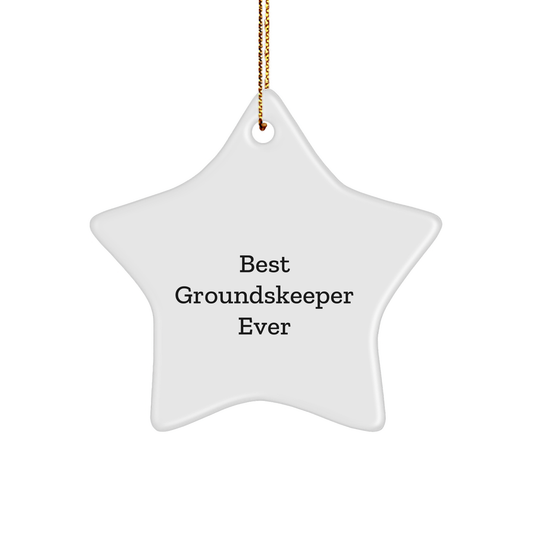 Funny groundskeeper Gifts for Christmas, 'Best groundskeeper Ever' Star Ornament, Gifts from Friends and Family, Unique Star Shaped Decorations for groundskeeper - Image 1