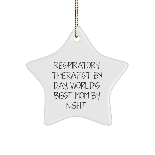 Respiratory Therapist Gifts by Day, World's Best Mom Star Ornaments by Night, Funny Christmas Ornament for Respiratory Therapist, Gifts from Mom, Gifts for Respiratory Therapist - Image 1