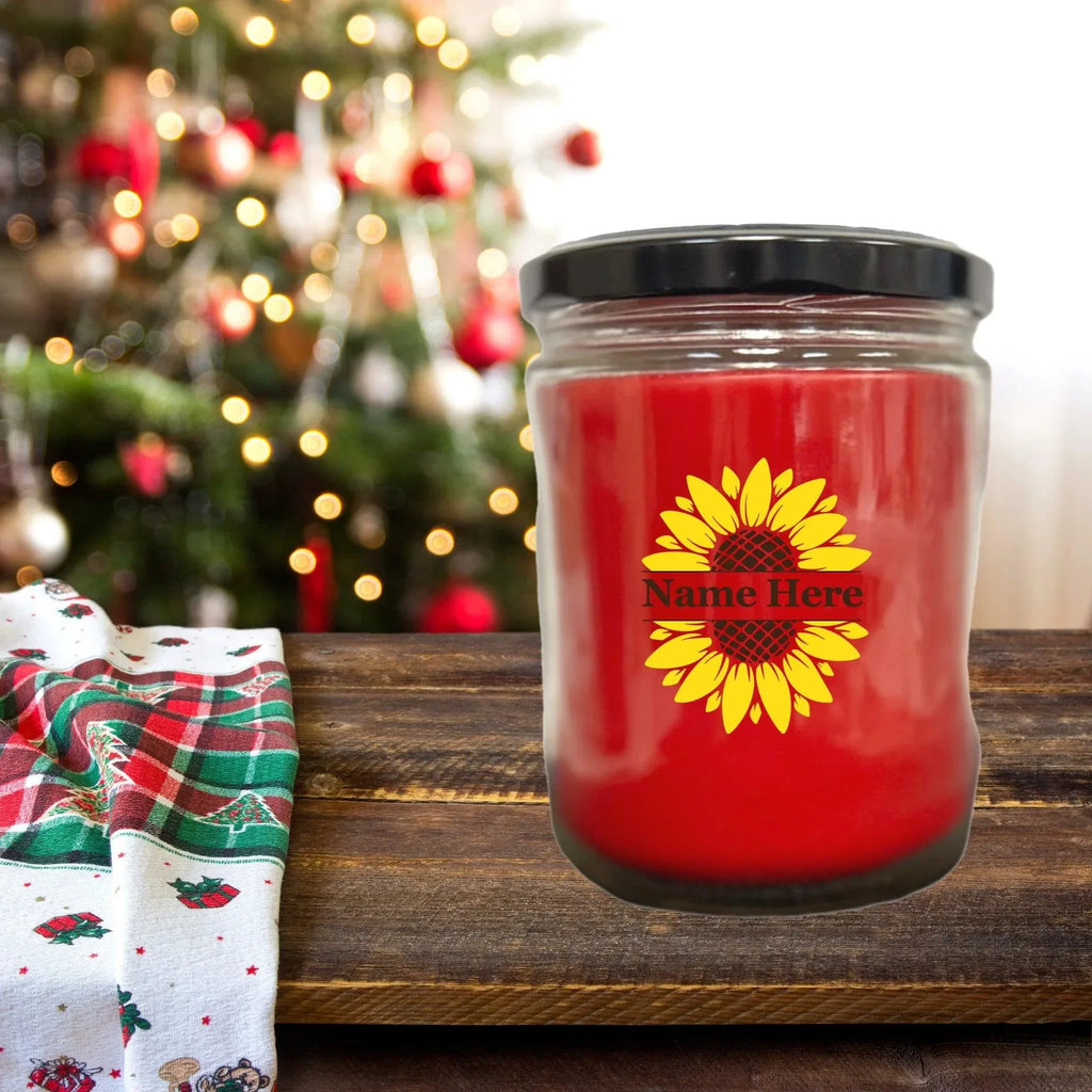 Sunflower Monogram Soy Scented Container Jar Candle