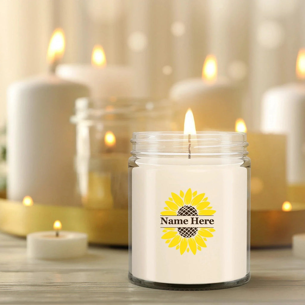 Sunflower Monogram Soy Scented Container Jar Candle