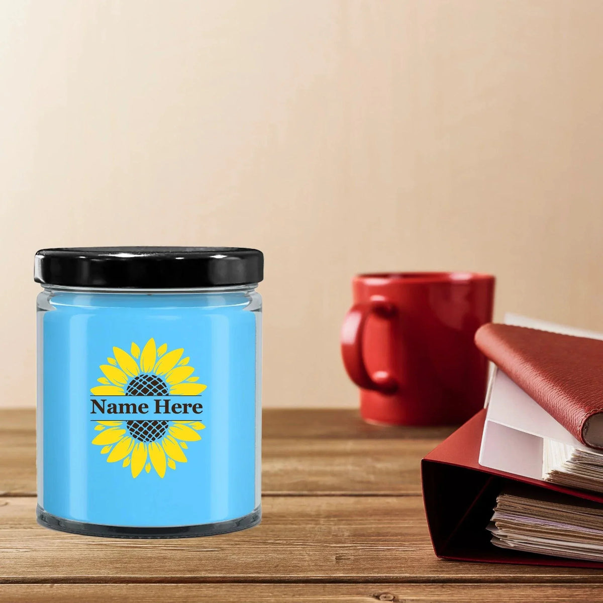 Sunflower Monogram Soy Scented Container Jar Candle