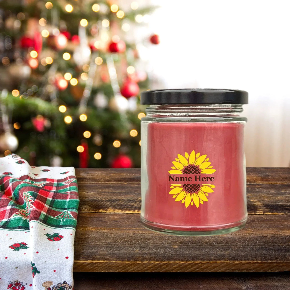 Sunflower Monogram Soy Scented Container Jar Candle