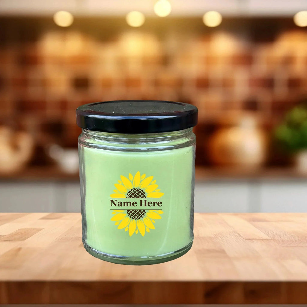 Sunflower Monogram Soy Scented Container Jar Candle