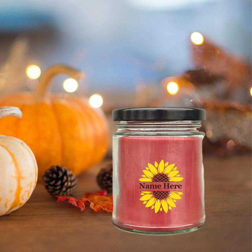 Sunflower Monogram Soy Scented Container Jar Candle