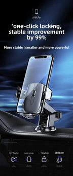 Car Mounted Phone Holder Dashboard Adhesive Suction Cup Gravity Extendable Auto Lock Car Navigation Support Bracket
