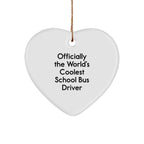 School Bus Driver Gifts for Him, 'Officially The World's Coolest School Bus Driver', Heart Ornament, Christmas Unique Presents