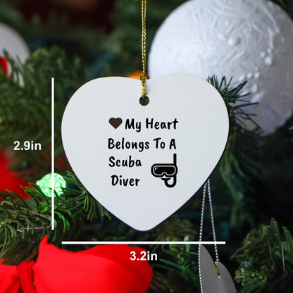 Scuba Diver Heart-shaped Hanging Ornament - My Heart Belongs To A Scuba Diver