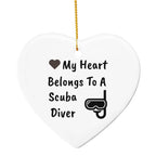 Scuba Diver Heart-shaped Hanging Ornament - My Heart Belongs To A Scuba Diver