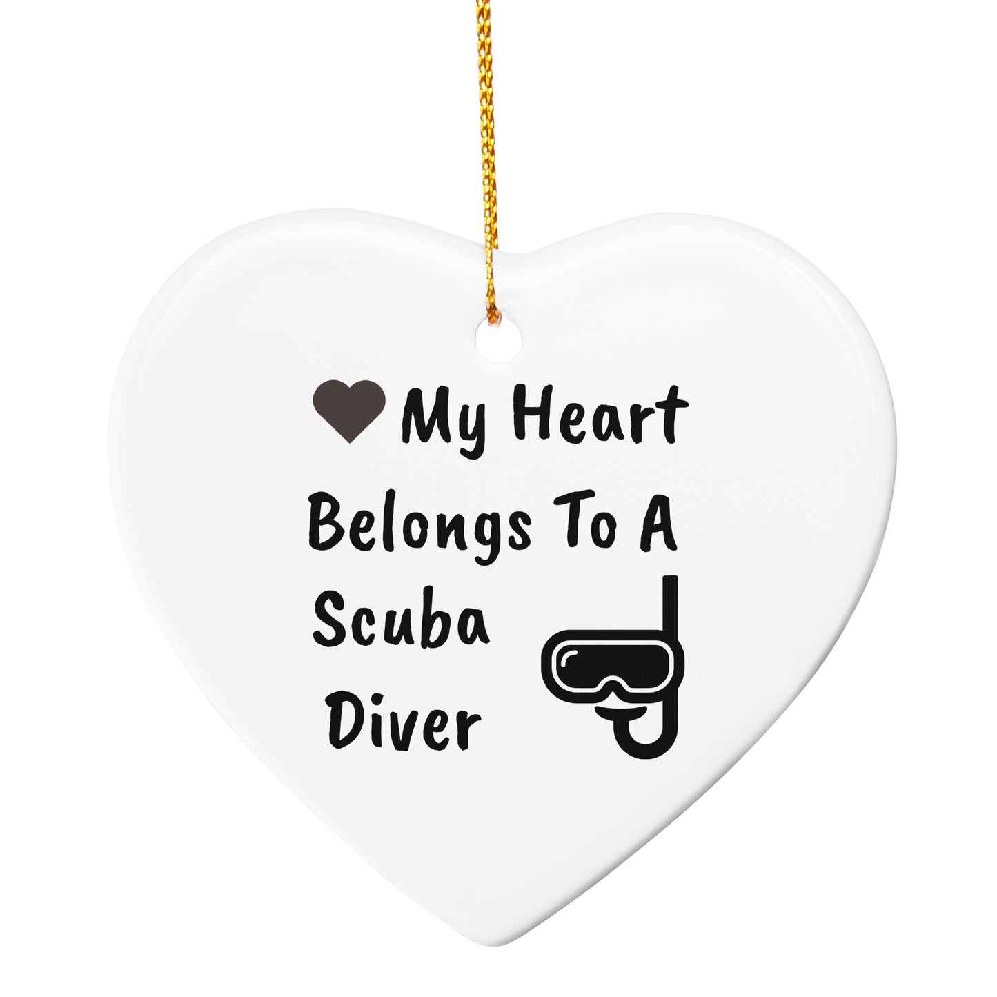 Scuba Diver Heart-shaped Hanging Ornament - My Heart Belongs To A Scuba Diver