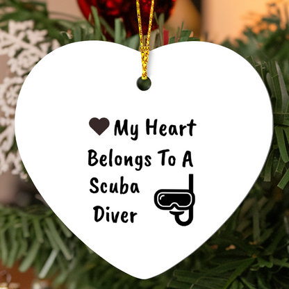 Scuba Diver Heart-shaped Hanging Ornament - My Heart Belongs To A Scuba Diver
