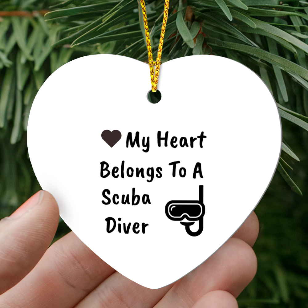Scuba Diver Heart-shaped Hanging Ornament - My Heart Belongs To A Scuba Diver