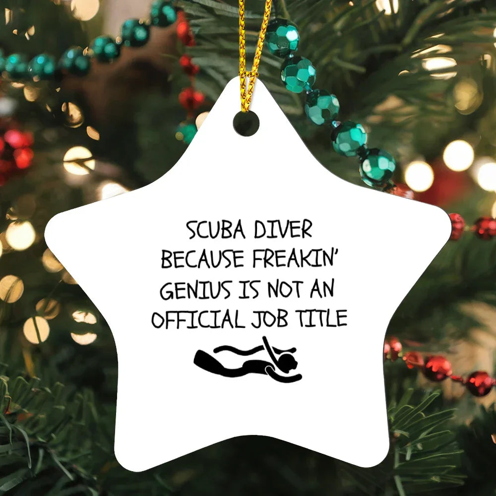 Scuba Diving Funny Star Ornament - Scuba Diver Because Freakin' Genius Is Not An Official Job Title