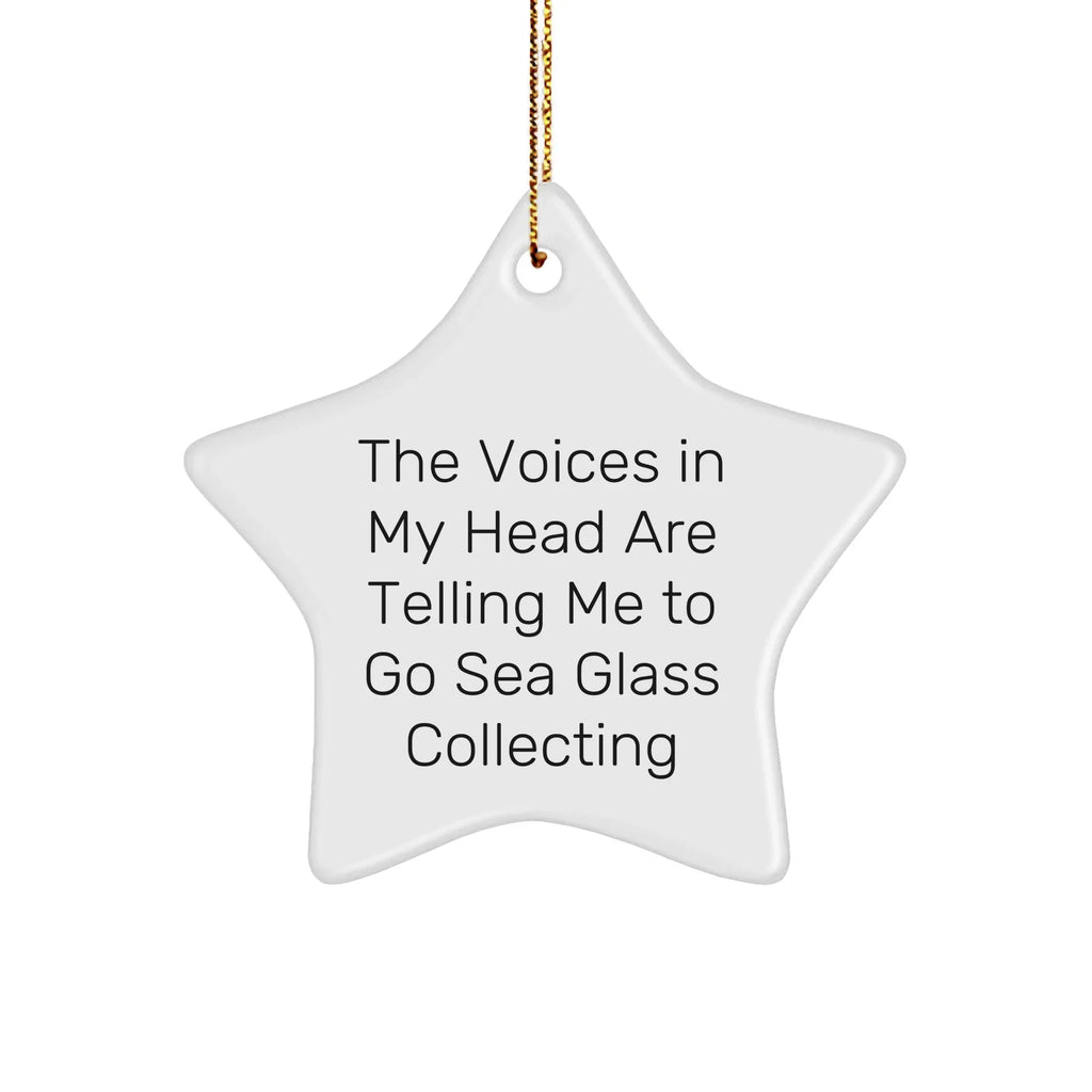 Sea Glass Collecting Friends Gifts, Funny Star Ornament, 'The Voices In My Head Are Telling Me To Go Sea Glass Collecting' Christmas Unique Gifts from Friends to Sea Glass Collecting Enthusiasts