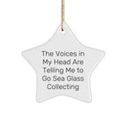 Sea Glass Collecting Friends Gifts, Funny Star Ornament, 'The Voices In My Head Are Telling Me To Go Sea Glass Collecting' Christmas Unique Gifts from Friends to Sea Glass Collecting Enthusiasts
