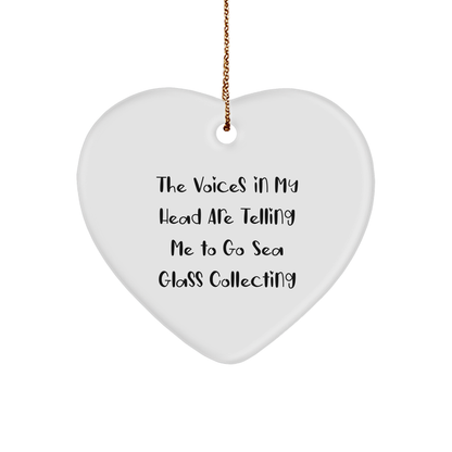 Sea Glass Collecting Gifts from Friends for Men, Women, and Family - Heart Ornament with Funny Quote